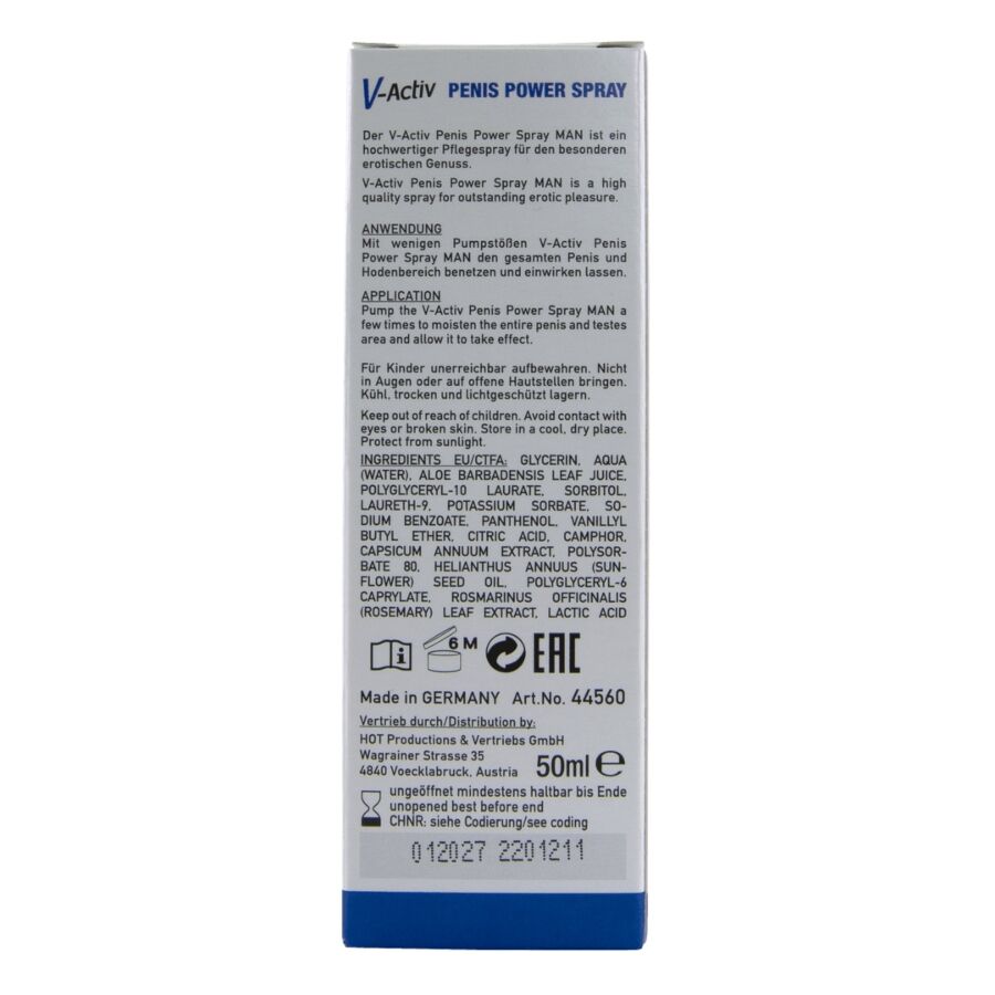 HOT - V-ACTIV PENIS POWER SPRAY PARA HOMBRE 50 ML 6 HOT - V-ACTIV PENIS POWER SPRAY PARA HOMBRE 50 ML - Imagen 6