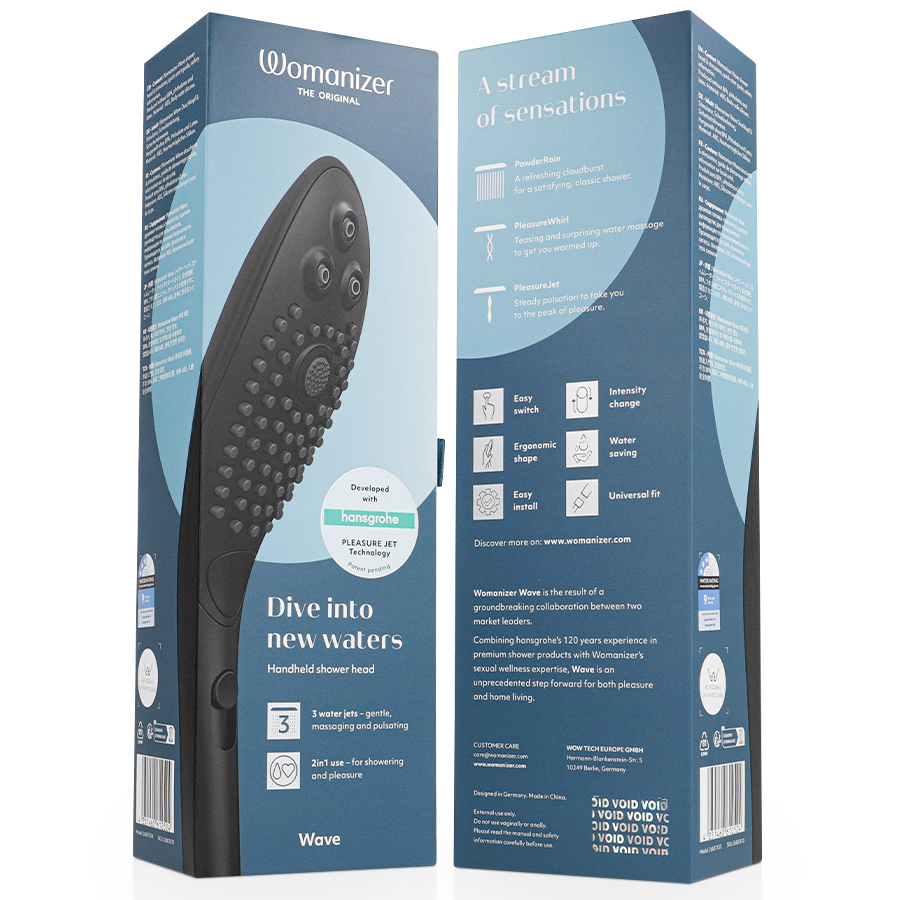 WOMANIZER - WAVE CABEZAL DE DUCHA ESTIMULADOR DE CLITORÍS NEGRO 7 WOMANIZER - WAVE CABEZAL DE DUCHA ESTIMULADOR DE CLITORÍS NEGRO - Imagen 7