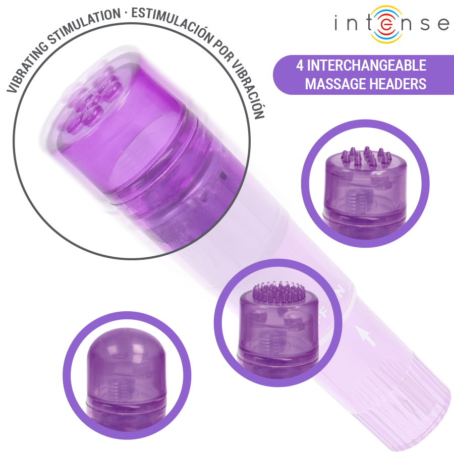 INTENSE - KURT MINI MASAJEADOR CON 4 CABEZALES INTERCAMBIABLES LILA 6 INTENSE - KURT MINI MASAJEADOR CON 4 CABEZALES INTERCAMBIABLES LILA - Imagen 6