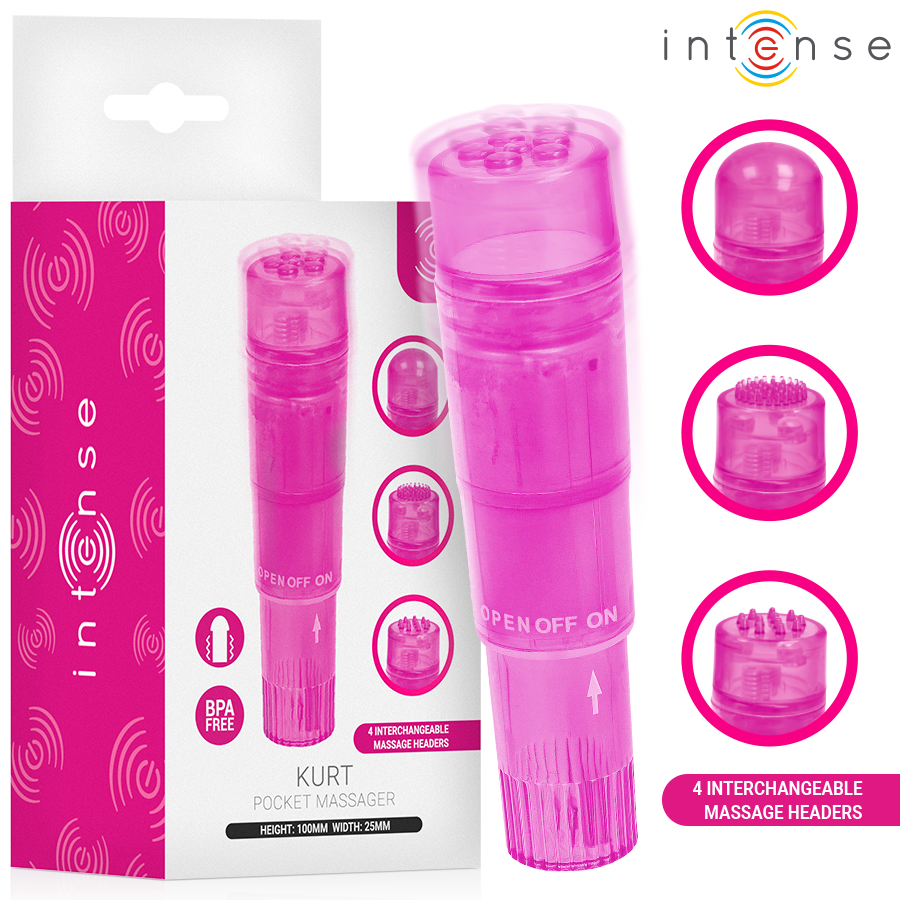 INTENSE - KURT MINI MASAJEADOR CON 4 CABEZALES INTERCAMBIABLES ROSA 12 img 224034 b6c0797e4003b8a9a52b48d6a1d81ec1 1