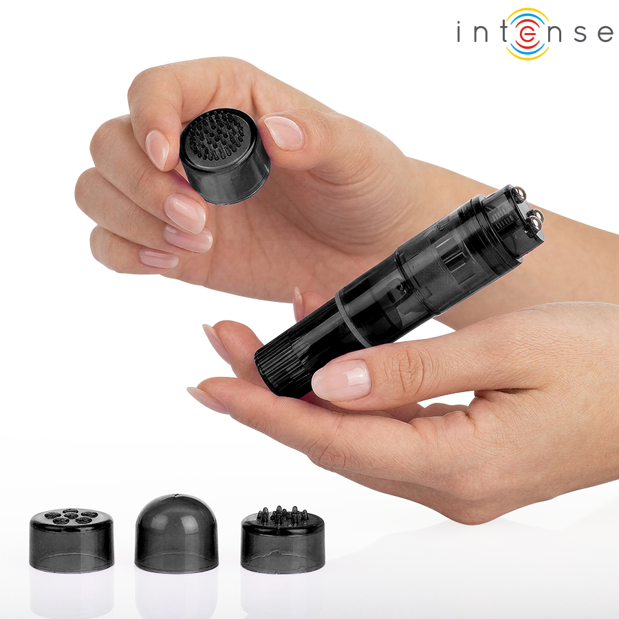INTENSE - KURT MINI MASAJEADOR CON 4 CABEZALES INTERCAMBIABLES NEGRO 4 INTENSE - KURT MINI MASAJEADOR CON 4 CABEZALES INTERCAMBIABLES NEGRO - Imagen 4