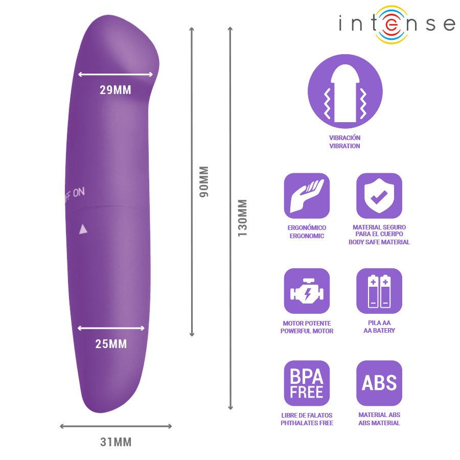 INTENSE - PHIL VIBRADOR PUNTO G LILA 13 CM 2 INTENSE - PHIL VIBRADOR PUNTO G LILA 13 CM - Imagen 2