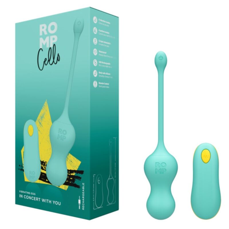 ROMP - CELLO HUEVO VIBRADOR MULTIFUNCIÓN TURQUESA CONTROL REMOTO 6 ROMP - CELLO HUEVO VIBRADOR MULTIFUNCIÓN TURQUESA CONTROL REMOTO - Imagen 6