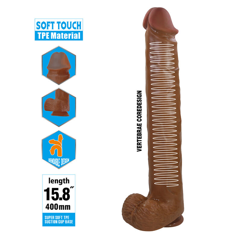 PRETTY LOVE - PAT DILDO REALÍSTICO FLEXIBLE CON VENTOSA 40 CM -Ø- 6 CM MARRÓN 4 PRETTY LOVE - PAT DILDO REALÍSTICO FLEXIBLE CON VENTOSA 40 CM -Ø- 6 CM MARRÓN - Imagen 4