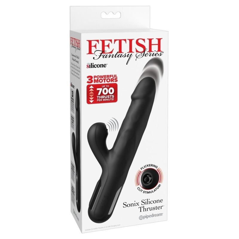 FETISH FANTASY SERIES - VIBRADOR RABBIT SONIX SILICONE THRUSTER NEGRO 7 FETISH FANTASY SERIES - VIBRADOR RABBIT SONIX SILICONE THRUSTER NEGRO - Imagen 7