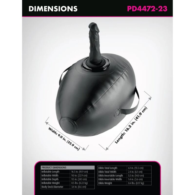 FETISH FANTASY SERIES - HINCHABLE BODY DOCK CON DILDO NEGRA 41.9 CM 4 FETISH FANTASY SERIES - HINCHABLE BODY DOCK CON DILDO NEGRA 41.9 CM - Imagen 4