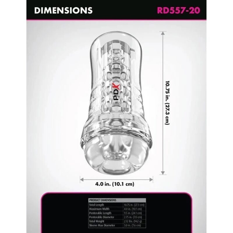 PDX ELITE - MASTURBADOR TRANSPARENTE VIEWTUBE PLUS SEE-THRU EZ-GRIP 21 CM 4 PDX ELITE - MASTURBADOR TRANSPARENTE VIEWTUBE PLUS SEE-THRU EZ-GRIP 21 CM - Imagen 4