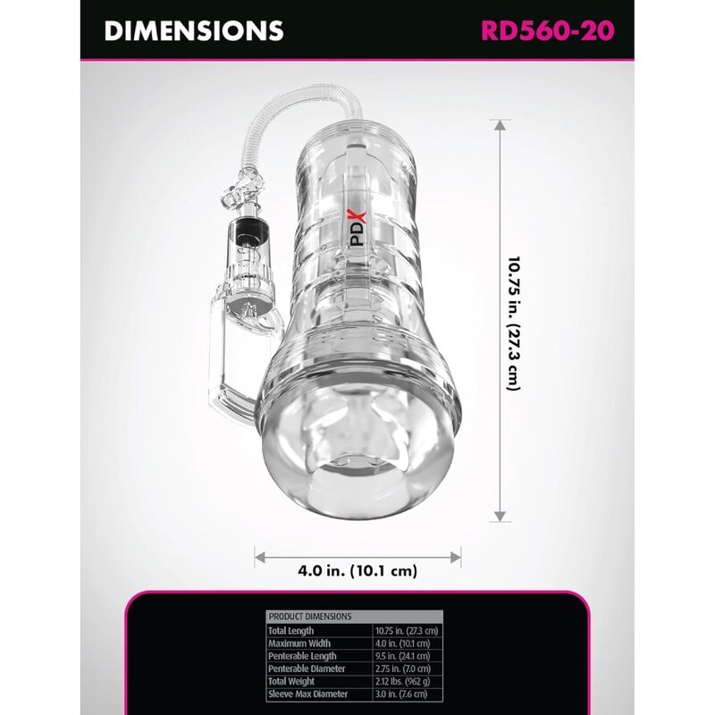 PDX ELITE - MASTURBADOR TRANSPARENTE VIEWTUBE VAC XXL CON BOMBA DE SUCCIÓN 27.3 CM 6 PDX ELITE - MASTURBADOR TRANSPARENTE VIEWTUBE VAC XXL CON BOMBA DE SUCCIÓN 27.3 CM - Imagen 6