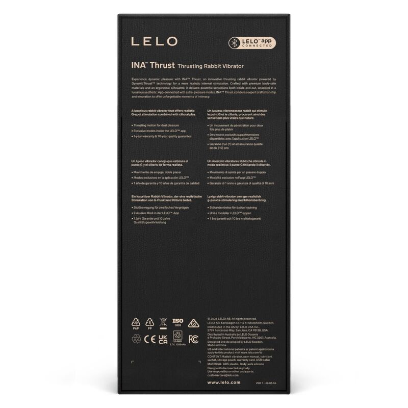 LELO - INA THRUST VIBRADOR RABBIT CON EMPUJE NEGRO 12 LELO - INA THRUST VIBRADOR RABBIT CON EMPUJE NEGRO - Imagen 12