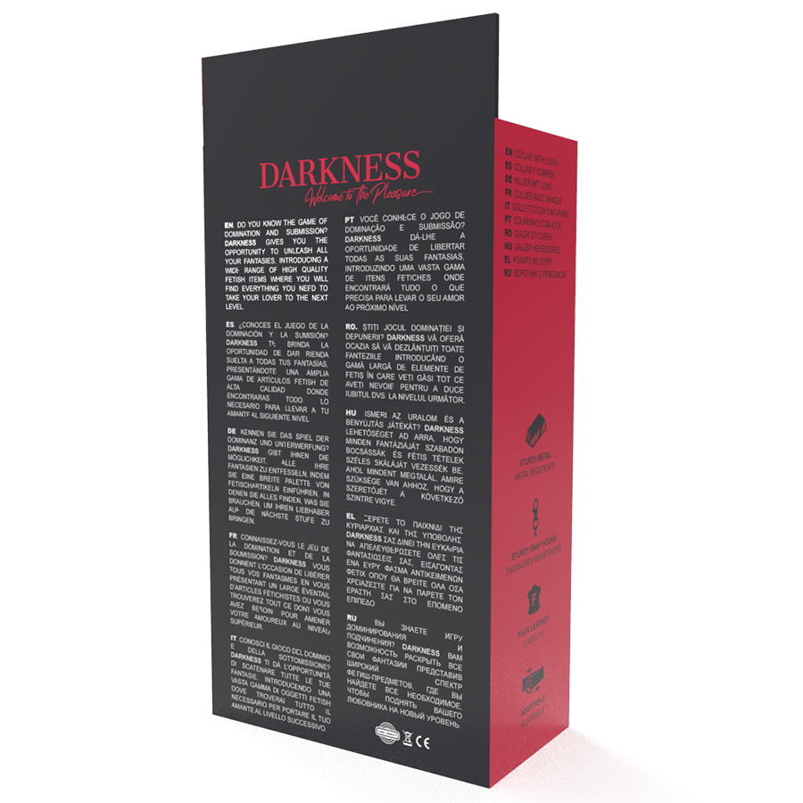 DARKNESS - COLLAR DE POSTURA CON CADENA LEATHER 2 DARKNESS - COLLAR DE POSTURA CON CADENA LEATHER - Imagen 2