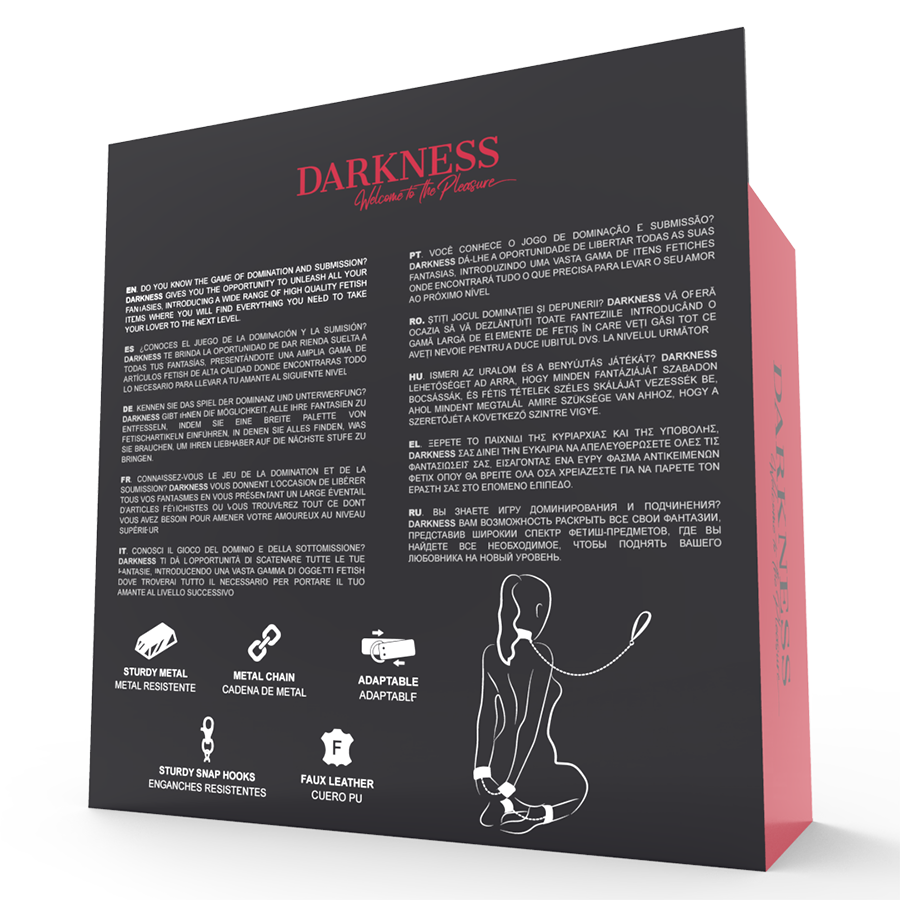 DARKNESS - ESPOSAS Y COLLAR DE CUERO NEGRO 2 DARKNESS - ESPOSAS Y COLLAR DE CUERO NEGRO - Imagen 2