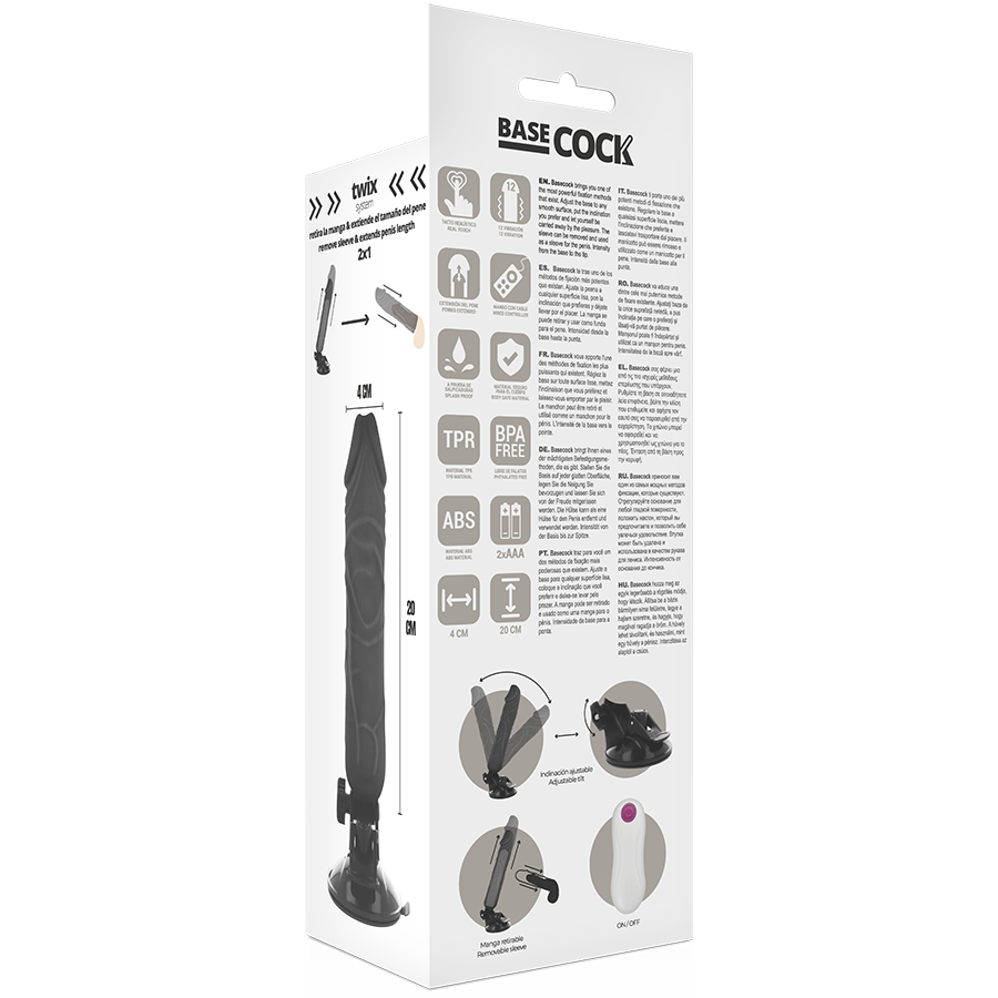 BASECOCK - VIBRADOR REALÍSTICO CONTROL REMOTO NATURAL 20 CM -O- 4 CM 4 BASECOCK - VIBRADOR REALÍSTICO CONTROL REMOTO NATURAL 20 CM -O- 4 CM - Imagen 4