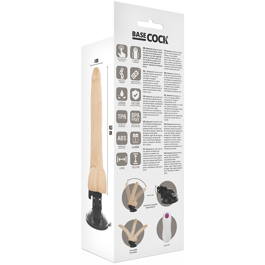 BASECOCK - VIBRADOR REALÍSTICO ARTICULABLE CONTROL REMOTO NATURAL 18.5 CM -O- 4 CM 2 BASECOCK - VIBRADOR REALÍSTICO ARTICULABLE CONTROL REMOTO NATURAL 18.5 CM -O- 4 CM - Imagen 2