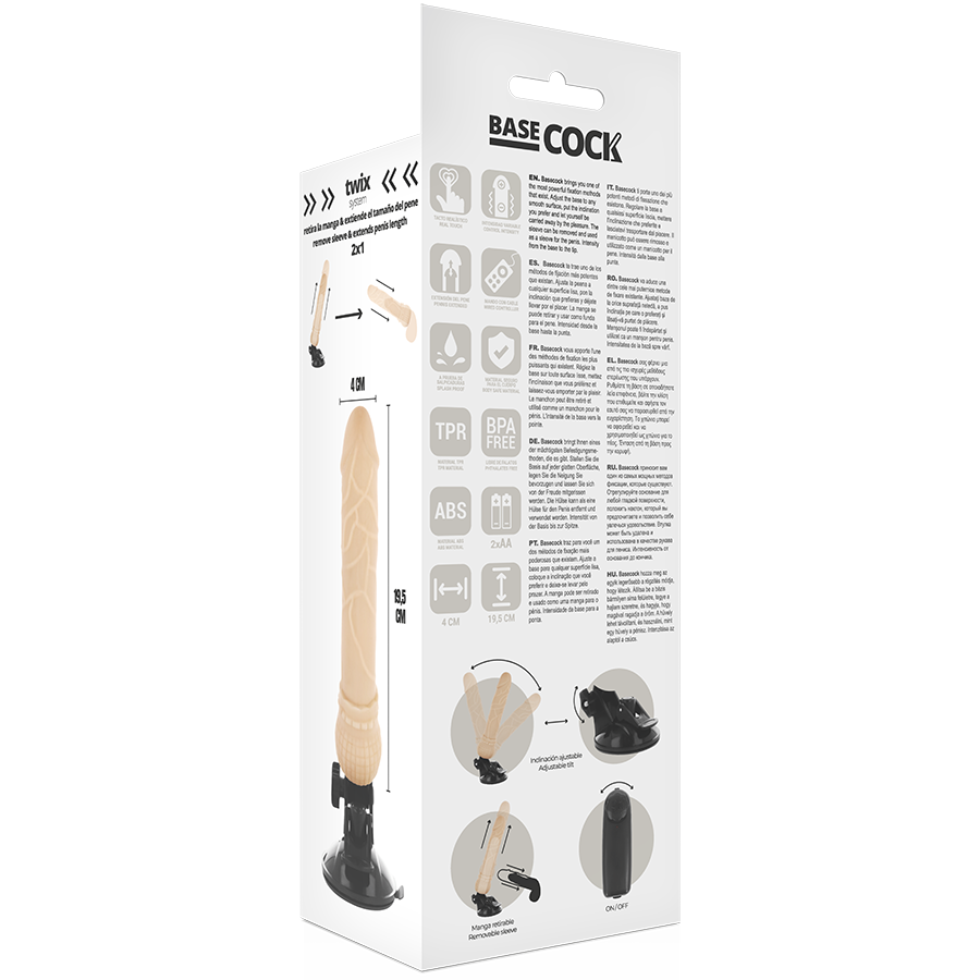 BASECOCK - VIBRADOR REALÍSTICO CONTROL REMOTO NATURAL 19.5 CM -O- 4 CM 4 BASECOCK - VIBRADOR REALÍSTICO CONTROL REMOTO NATURAL 19.5 CM -O- 4 CM - Imagen 4