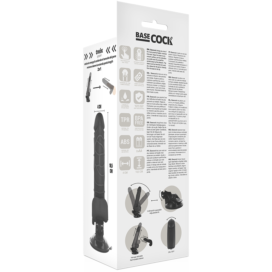 BASECOCK - VIBRADOR REALISTICO CONTROL REMOTO NATURAL 18.5 CM -O- 4CM 4 BASECOCK - VIBRADOR REALISTICO CONTROL REMOTO NATURAL 18.5 CM -O- 4CM - Imagen 4
