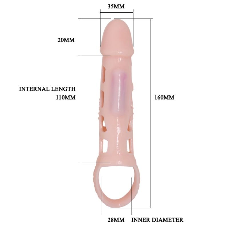 BAILE - FUNDA EXTENSORA PENE CON VIBRACIÓN Y STRAP NATURAL 13.5 CM 5 BAILE - FUNDA EXTENSORA PENE CON VIBRACIÓN Y STRAP NATURAL 13.5 CM - Imagen 5