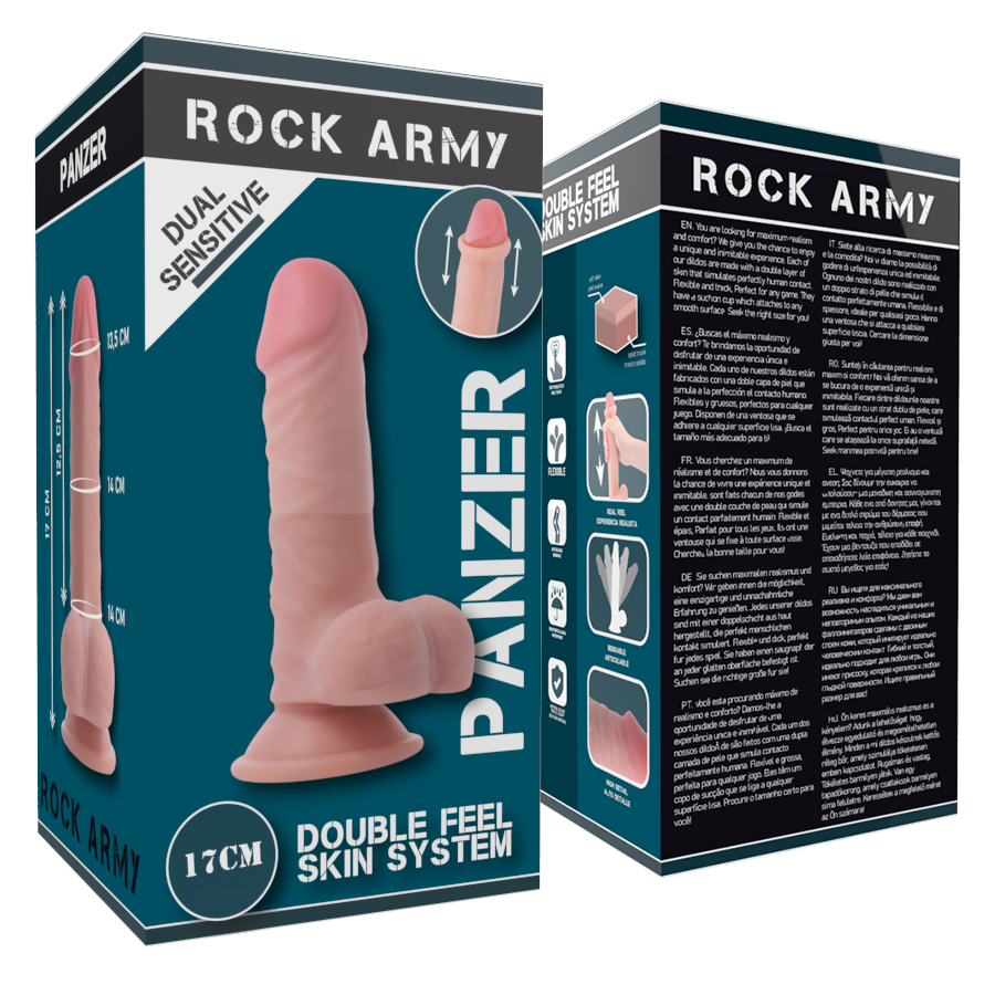 ROCKARMY - DUAL DENSITY PANZER DILDO REALISTA 17 CM -O- 4.46 CM 8 ROCKARMY - DUAL DENSITY PANZER DILDO REALISTA 17 CM -O- 4.46 CM - Imagen 8