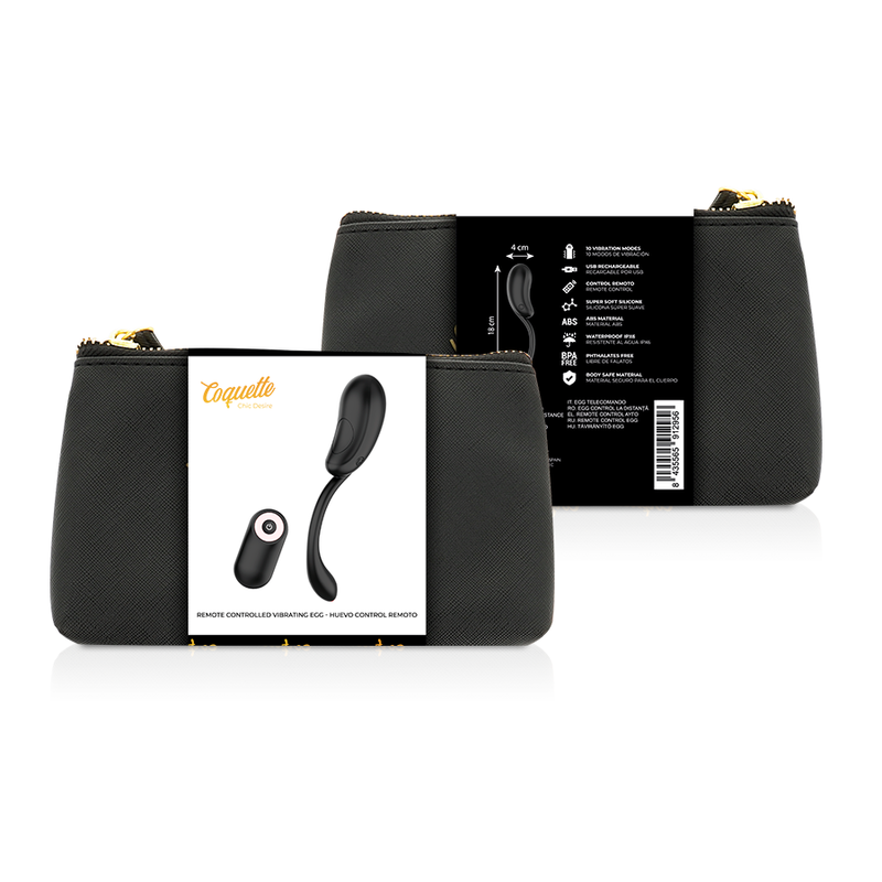 COQUETTE CHIC DESIRE - HUEVO CONTROL REMOTO RECARGABLE NEGRO / GOLD 8 COQUETTE CHIC DESIRE - HUEVO CONTROL REMOTO RECARGABLE NEGRO / GOLD - Imagen 8
