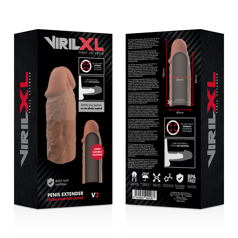 VIRILXL - EXTENSIÓN DE PENE LIQUID SILICONE V3 MARRÓN 7 VIRILXL - EXTENSIÓN DE PENE LIQUID SILICONE V3 MARRÓN - Imagen 7