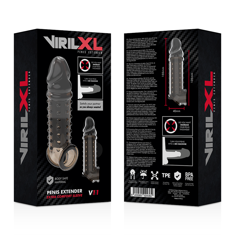 VIRILXL - EXTENSIÓN Y FUNDA DE PENE V11 NEGRO 9 VIRILXL - EXTENSIÓN Y FUNDA DE PENE V11 NEGRO - Imagen 9