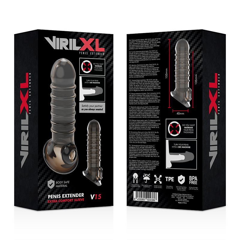 VIRILXL - EXTENSIÓN Y FUNDA DE PENE V15 NEGRO 9 VIRILXL - EXTENSIÓN Y FUNDA DE PENE V15 NEGRO - Imagen 9
