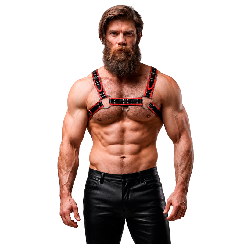 FETISH SUBMISSIVE ATTITUDE - ARNÉS ECOPIEL PECHO HOMBRE NEGRO/ROJO 12 img 233445 9b4cf8040e89bbb2767d6316ccec8cf9 1
