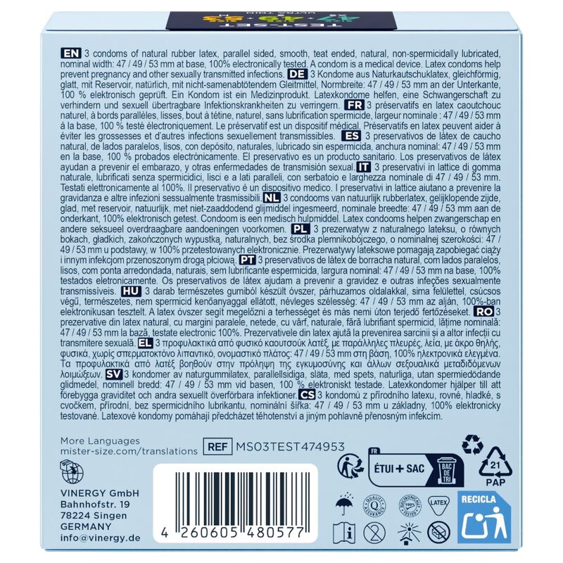 MISTER SIZE - PACK MUESTRA PRESERVATIVOS TALLA 47-49-53 MM (3 UNIDADES) 4 MISTER SIZE - PACK MUESTRA PRESERVATIVOS TALLA 47-49-53 MM (3 UNIDADES) - Imagen 4