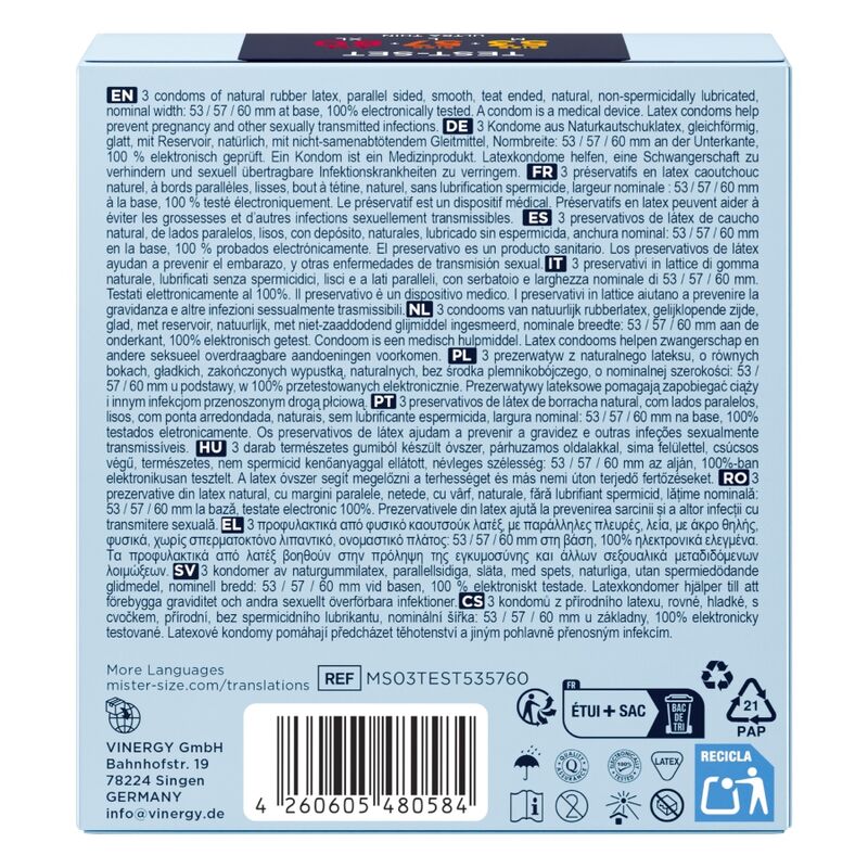 MISTER SIZE - PACK MUESTRA PRESERVATIVOS TALLA 53-57-60 MM (3 UNIDADES) 4 MISTER SIZE - PACK MUESTRA PRESERVATIVOS TALLA 53-57-60 MM (3 UNIDADES) - Imagen 4