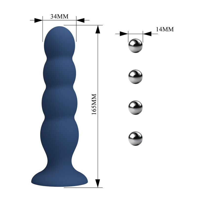 MR PLAY - PLUG ANAL CON 4 BOLAS METÁLICAS Y VENTOSA AZUL 7 MR PLAY - PLUG ANAL CON 4 BOLAS METÁLICAS Y VENTOSA AZUL - Imagen 7