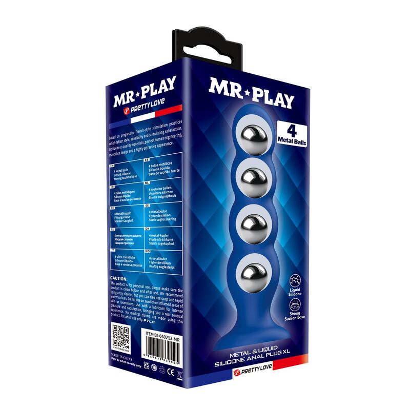 MR PLAY - PLUG ANAL CON 4 BOLAS METÁLICAS Y VENTOSA AZUL 3 MR PLAY - PLUG ANAL CON 4 BOLAS METÁLICAS Y VENTOSA AZUL - Imagen 3