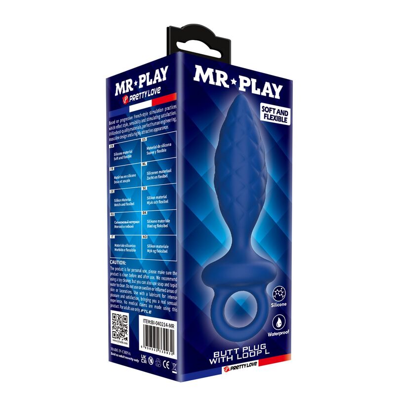 MR PLAY - PLUG ANAL TEXTURIZADO CON ANILLA AZUL L 4 MR PLAY - PLUG ANAL TEXTURIZADO CON ANILLA AZUL L - Imagen 4