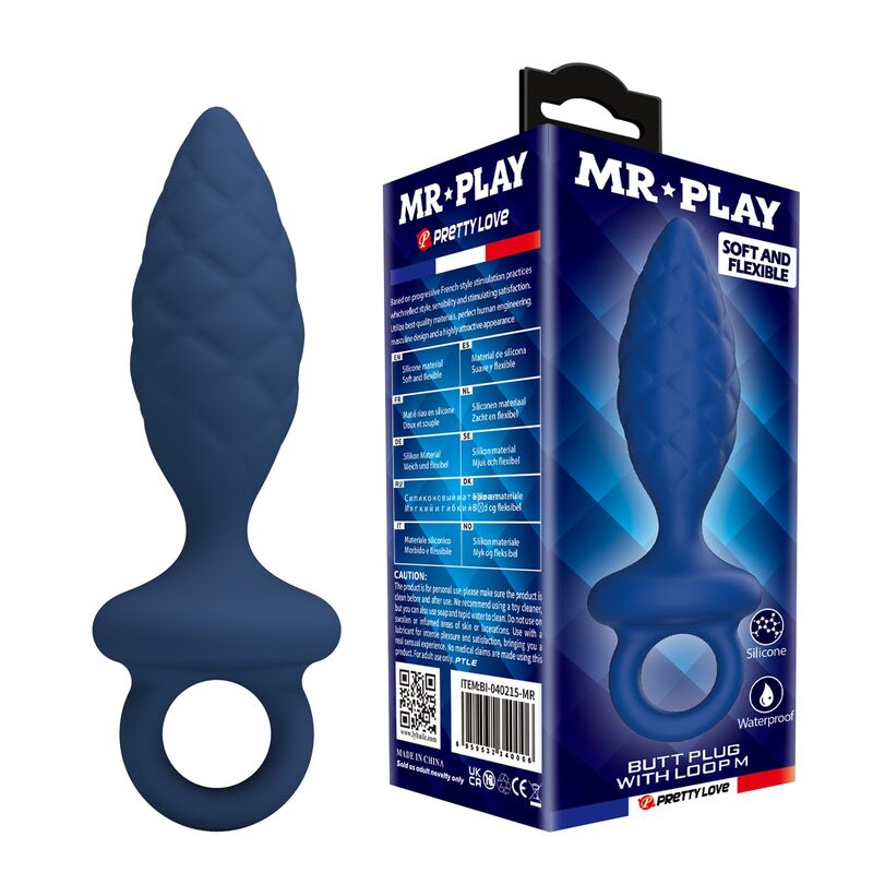 MR PLAY - PLUG ANAL TEXTURIZADO CON ANILLA AZUL M 1 MR PLAY - PLUG ANAL TEXTURIZADO CON ANILLA AZUL M