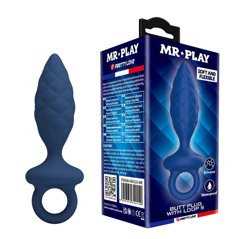MR PLAY - PLUG ANAL TEXTURIZADO CON ANILLA AZUL S 1 MR PLAY - PLUG ANAL TEXTURIZADO CON ANILLA AZUL S