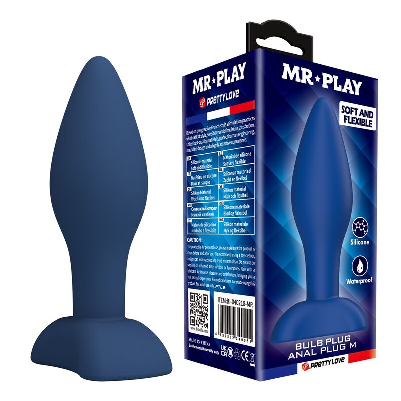 MR PLAY - PLUG ANAL CÓNICO SILICONA AZUL M 1 MR PLAY - PLUG ANAL CÓNICO SILICONA AZUL M