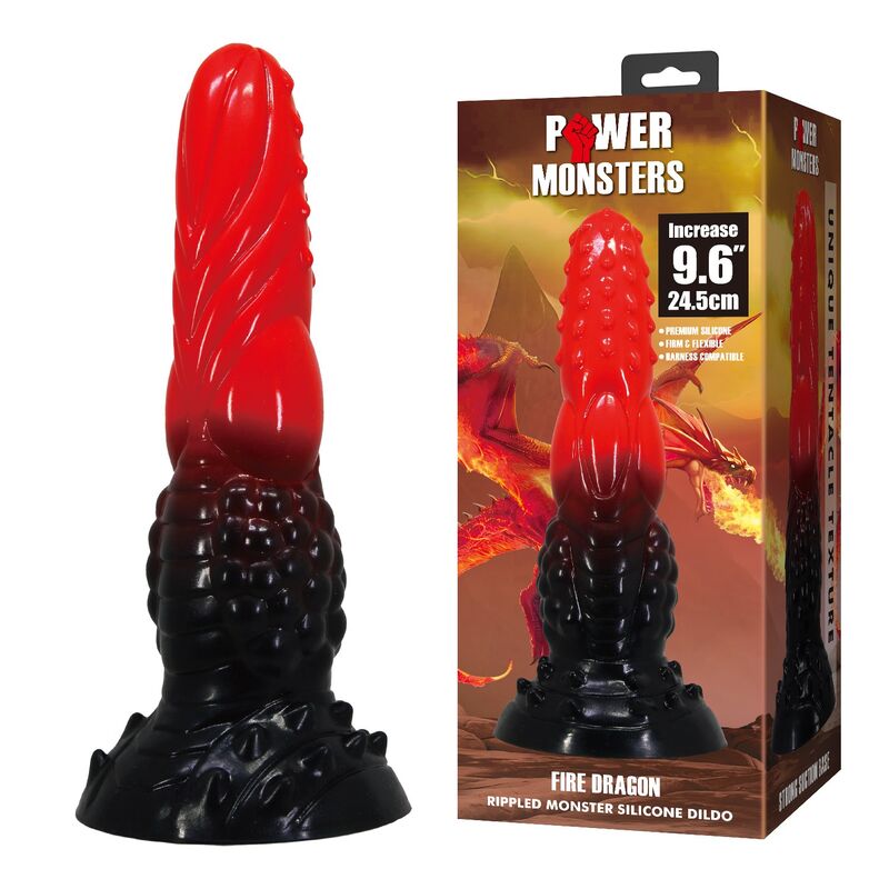 POWER MONSTERS - FIRE DRAGON DILDO FANTASÍA CON VENTOSA 24,5 CM Ø 5,8 CM ROJO Y NEGRO 7 POWER MONSTERS - FIRE DRAGON DILDO FANTASÍA CON VENTOSA 24,5 CM Ø 5,8 CM ROJO Y NEGRO - Imagen 7