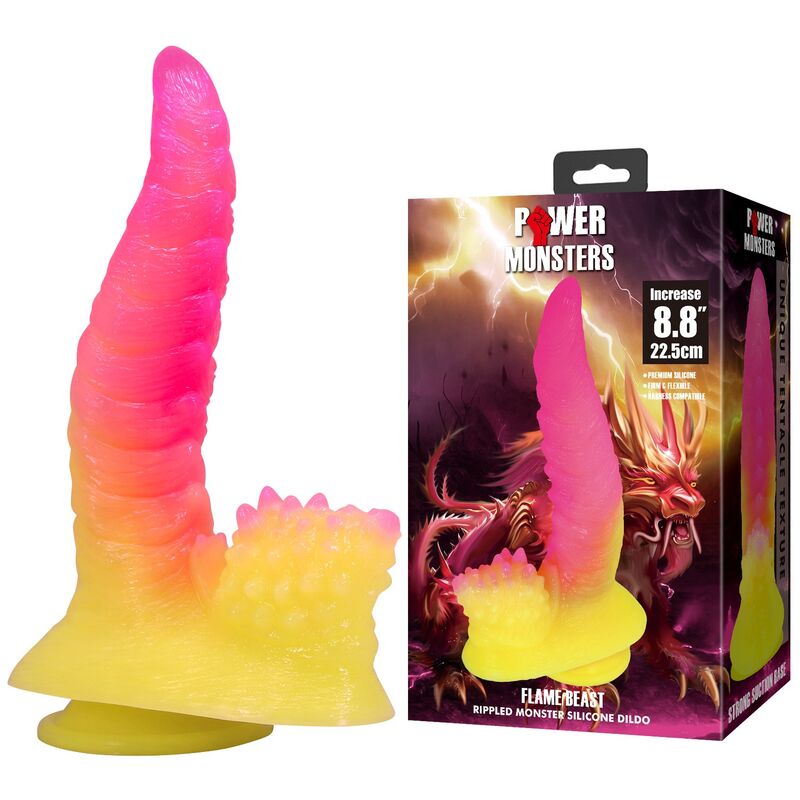 POWER MONSTERS - RIPPLIED MONSTER DILDO FANTASÍA CON VENTOSA 22,5 CM Ø 5,5 CM ROSA Y AMARILLO 3 POWER MONSTERS - RIPPLIED MONSTER DILDO FANTASÍA CON VENTOSA 22,5 CM Ø 5,5 CM ROSA Y AMARILLO - Imagen 3