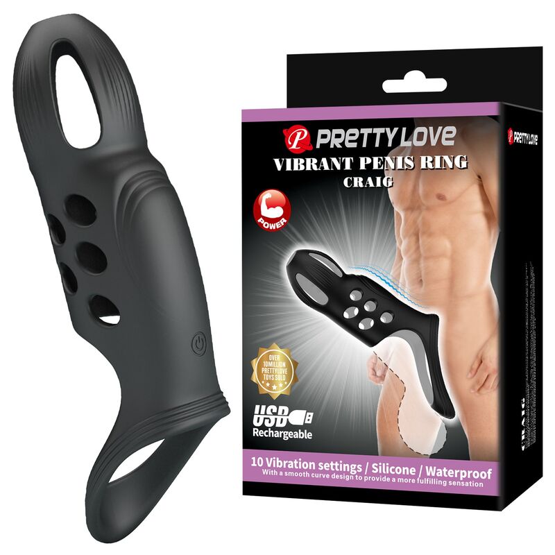 PRETTY LOVE - CRAIG ANILLO PARA PENE VIBRADOR RECARGABLE NEGRO 2 PRETTY LOVE - CRAIG ANILLO PARA PENE VIBRADOR RECARGABLE NEGRO - Imagen 2