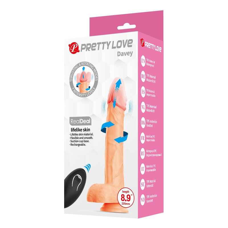 PRETTY LOVE - DAVEY DILDO VIBRADOR CON EMPUJE Y ROTACIÓN CONTROL REMOTO 22,5 CM Ø 4,8 CM COLOR NATURAL 2 PRETTY LOVE - DAVEY DILDO VIBRADOR CON EMPUJE Y ROTACIÓN CONTROL REMOTO 22,5 CM Ø 4,8 CM COLOR NATURAL - Imagen 2