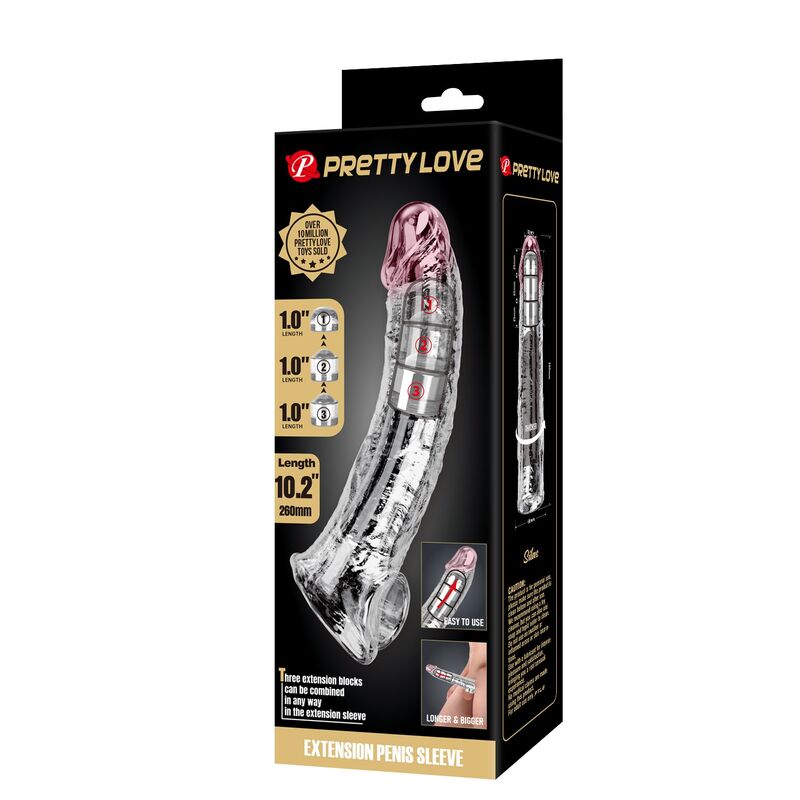 PRETTY LOVE - FUNDA EXTENSORA PARA PENE AJUSTABLE 26 CM Ø 4 CM COLOR TRANSPARENTE 4 PRETTY LOVE - FUNDA EXTENSORA PARA PENE AJUSTABLE 26 CM Ø 4 CM COLOR TRANSPARENTE - Imagen 4