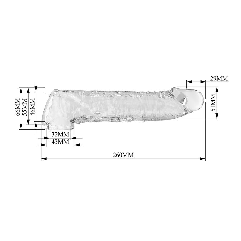 PRETTY LOVE - FUNDA EXTENSORA PARA PENE AJUSTABLE 26 CM Ø 4 CM COLOR TRANSPARENTE 3 PRETTY LOVE - FUNDA EXTENSORA PARA PENE AJUSTABLE 26 CM Ø 4 CM COLOR TRANSPARENTE - Imagen 3