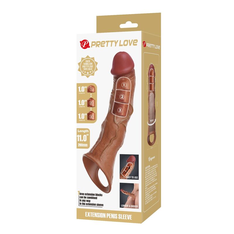 PRETTY LOVE - FUNDA EXTENSORA PARA PENE AJUSTABLE 28 CM Ø 4,5 CM COLOR MARRÓN 3 PRETTY LOVE - FUNDA EXTENSORA PARA PENE AJUSTABLE 28 CM Ø 4,5 CM COLOR MARRÓN - Imagen 3