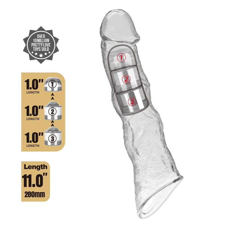 PRETTY LOVE - FUNDA EXTENSORA PARA PENE AJUSTABLE 28 CM Ø 4,5 CM COLOR TRANSPARENTE 8 PRETTY LOVE - FUNDA EXTENSORA PARA PENE AJUSTABLE 28 CM Ø 4,5 CM COLOR TRANSPARENTE - Imagen 8