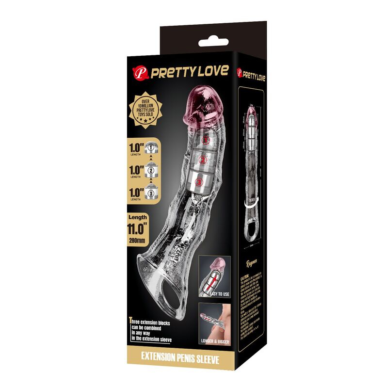 PRETTY LOVE - FUNDA EXTENSORA PARA PENE AJUSTABLE 28 CM Ø 4,5 CM COLOR TRANSPARENTE 9 PRETTY LOVE - FUNDA EXTENSORA PARA PENE AJUSTABLE 28 CM Ø 4,5 CM COLOR TRANSPARENTE - Imagen 9