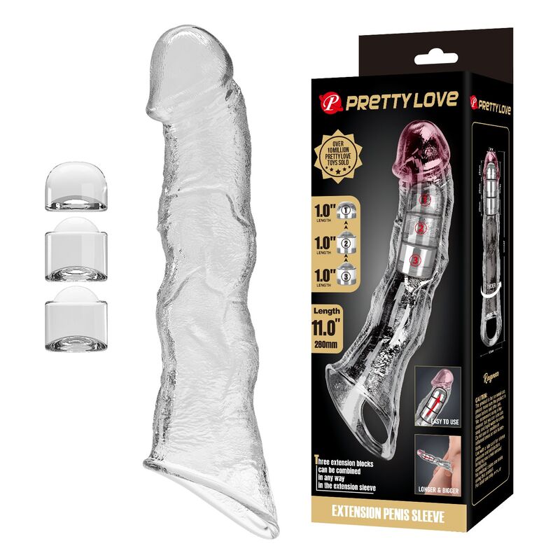 PRETTY LOVE - FUNDA EXTENSORA PARA PENE AJUSTABLE 28 CM Ø 4,5 CM COLOR TRANSPARENTE 7 PRETTY LOVE - FUNDA EXTENSORA PARA PENE AJUSTABLE 28 CM Ø 4,5 CM COLOR TRANSPARENTE - Imagen 7