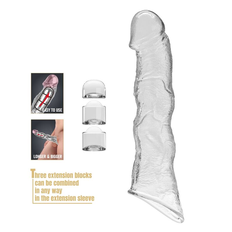 PRETTY LOVE - FUNDA EXTENSORA PARA PENE AJUSTABLE 28 CM Ø 4,5 CM COLOR TRANSPARENTE 3 PRETTY LOVE - FUNDA EXTENSORA PARA PENE AJUSTABLE 28 CM Ø 4,5 CM COLOR TRANSPARENTE - Imagen 3