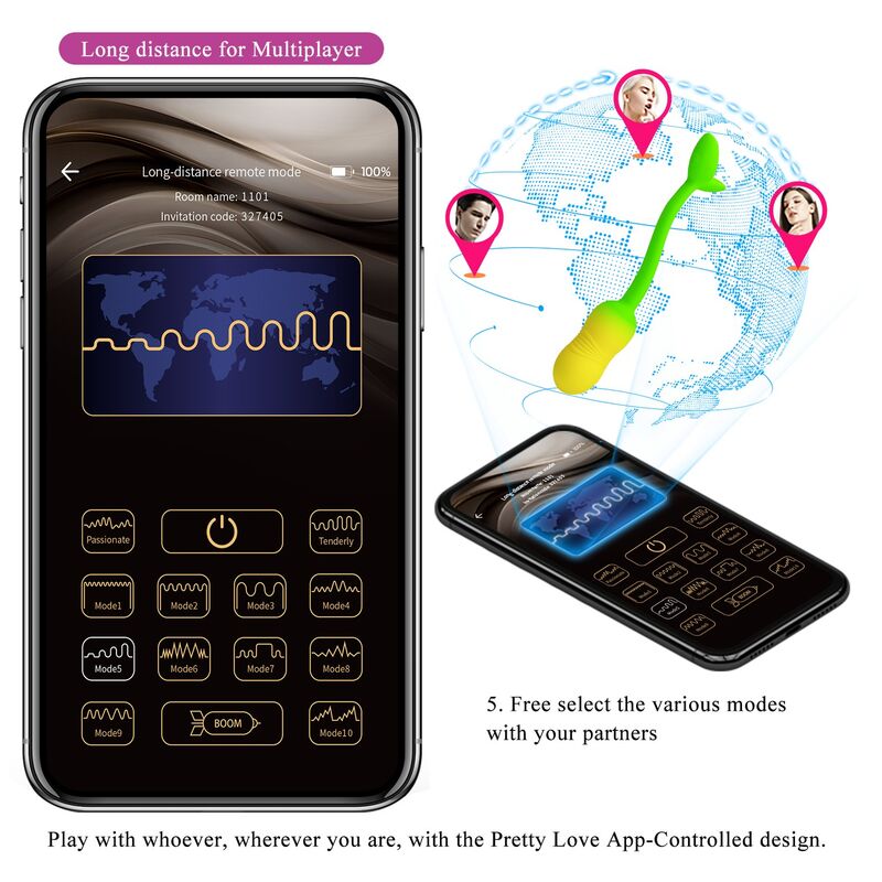 PRETTY LOVE - HUEVO VIBRADOR PULSEN CONTROL APP 12 FUNCIONES RECARGABLE USB VERDE-AMARILLO 12 PRETTY LOVE - HUEVO VIBRADOR PULSEN CONTROL APP 12 FUNCIONES RECARGABLE USB VERDE-AMARILLO - Imagen 12