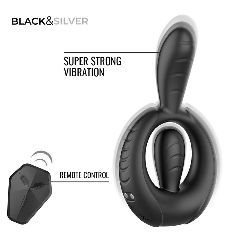 BLACK & SILVER - DECKARD ANILLO VIBRADOR RECARGABLE CON CONTROL REMOTO NEGRO 3 BLACK & SILVER - DECKARD ANILLO VIBRADOR RECARGABLE CON CONTROL REMOTO NEGRO - Imagen 3