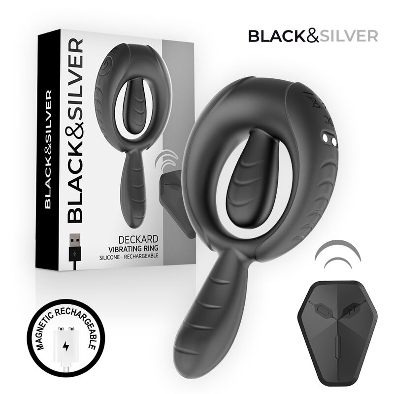 BLACK & SILVER - DECKARD ANILLO VIBRADOR RECARGABLE CON CONTROL REMOTO NEGRO 1 BLACK & SILVER - DECKARD ANILLO VIBRADOR RECARGABLE CON CONTROL REMOTO NEGRO