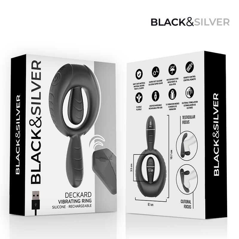 BLACK & SILVER - DECKARD ANILLO VIBRADOR RECARGABLE CON CONTROL REMOTO NEGRO 4 BLACK & SILVER - DECKARD ANILLO VIBRADOR RECARGABLE CON CONTROL REMOTO NEGRO - Imagen 4