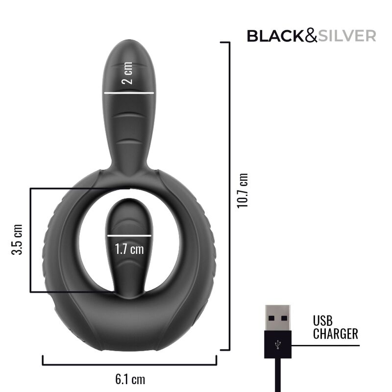 BLACK & SILVER - DECKARD ANILLO VIBRADOR RECARGABLE CON CONTROL REMOTO NEGRO 5 BLACK & SILVER - DECKARD ANILLO VIBRADOR RECARGABLE CON CONTROL REMOTO NEGRO - Imagen 5